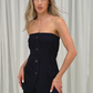 Jasmine Strapless Top In Navy Pinstripe