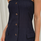 Jasmine Strapless Top In Navy Pinstripe