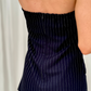 Jasmine Strapless Top In Navy Pinstripe
