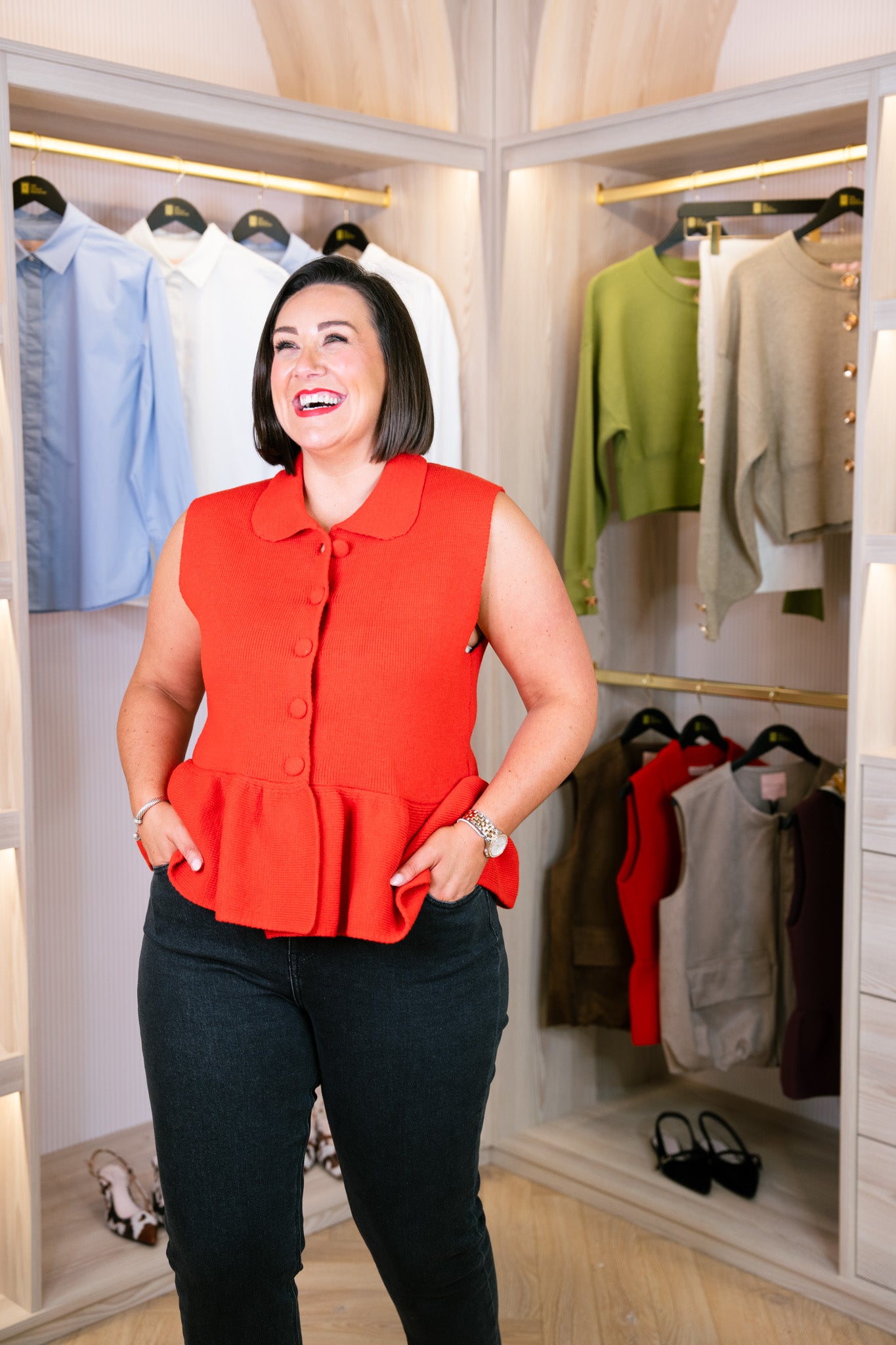 Love Laura Peplum Sleeveless Knit In Red