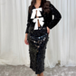 Millie Long Sequin Skirt In Black