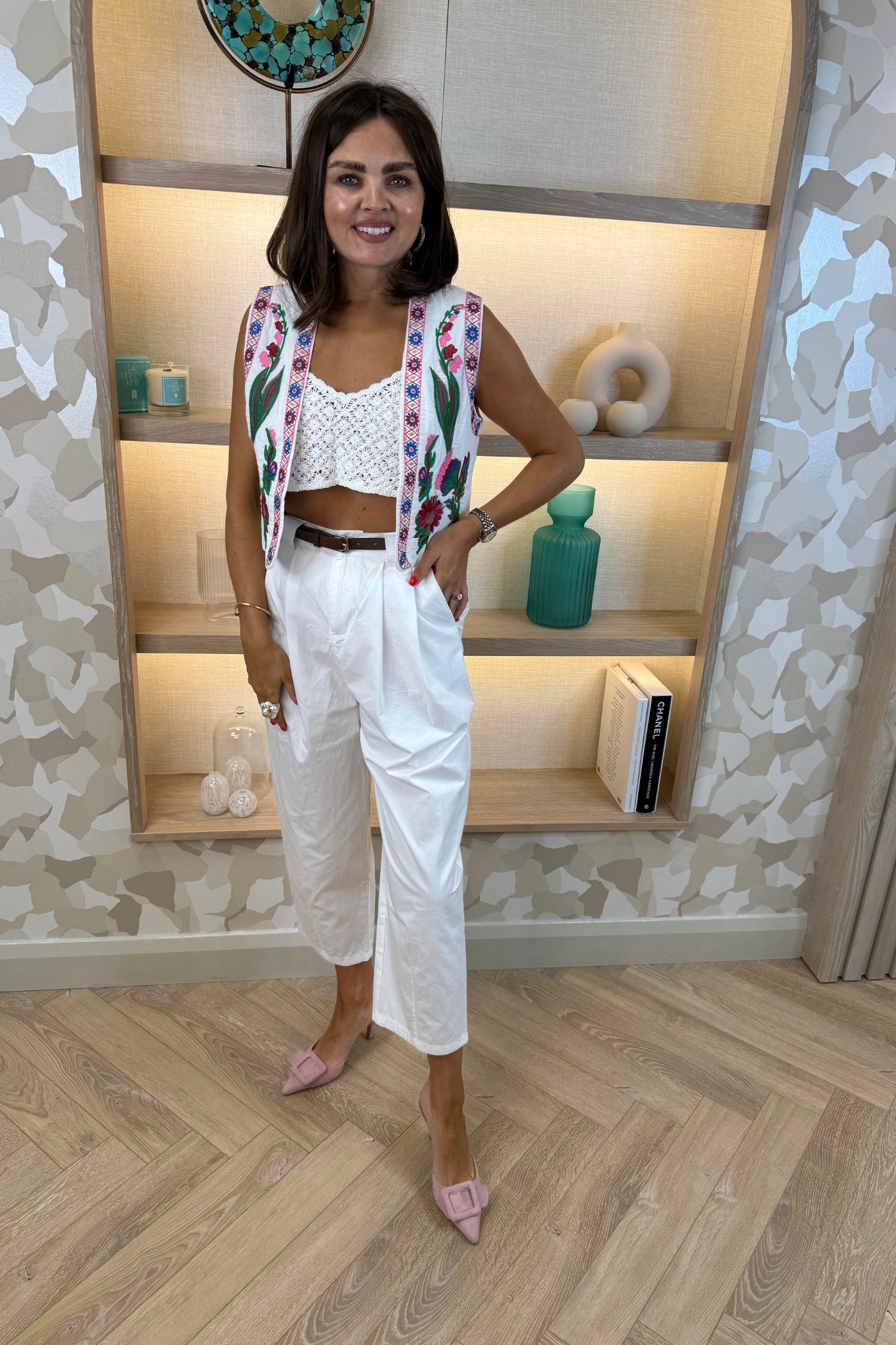 Holly Pleat Front Trousers In White