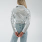 Flynn Metallic Biker Jacket In Silver