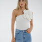 Holly Floral One Shoulder Bodysuit In White