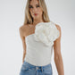 Holly Floral One Shoulder Bodysuit In White