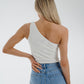 Holly Floral One Shoulder Bodysuit In White
