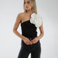 Holly Floral One Shoulder Bodysuit In Black