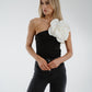 Holly Floral One Shoulder Bodysuit In Black