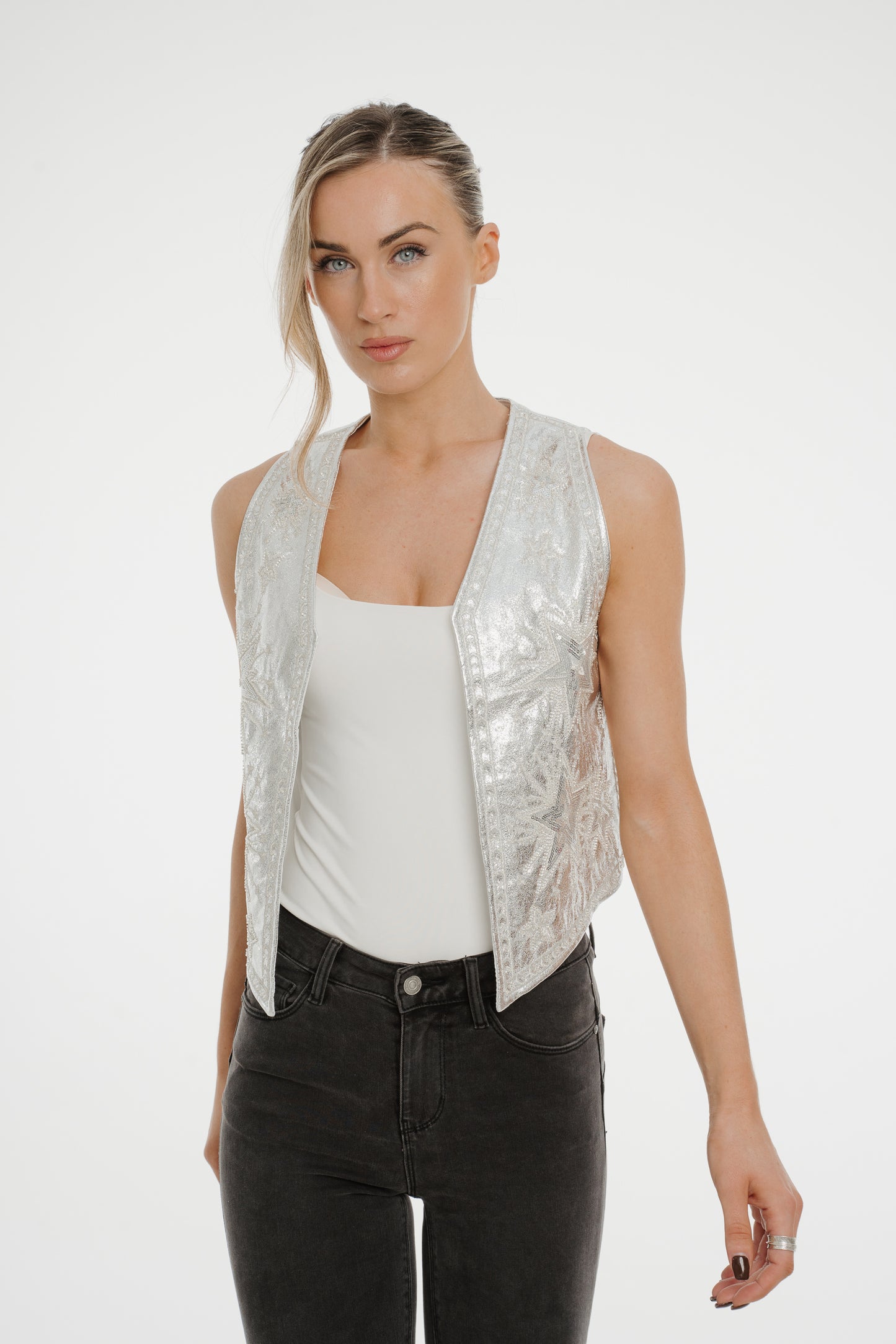 Millie Star Waistcoat In Silver