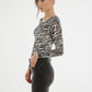 Taylor Animal Print Bodysuit In Grey