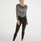 Taylor Animal Print Bodysuit In Grey