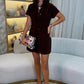Iris Faux Suede Dress In Chocolate