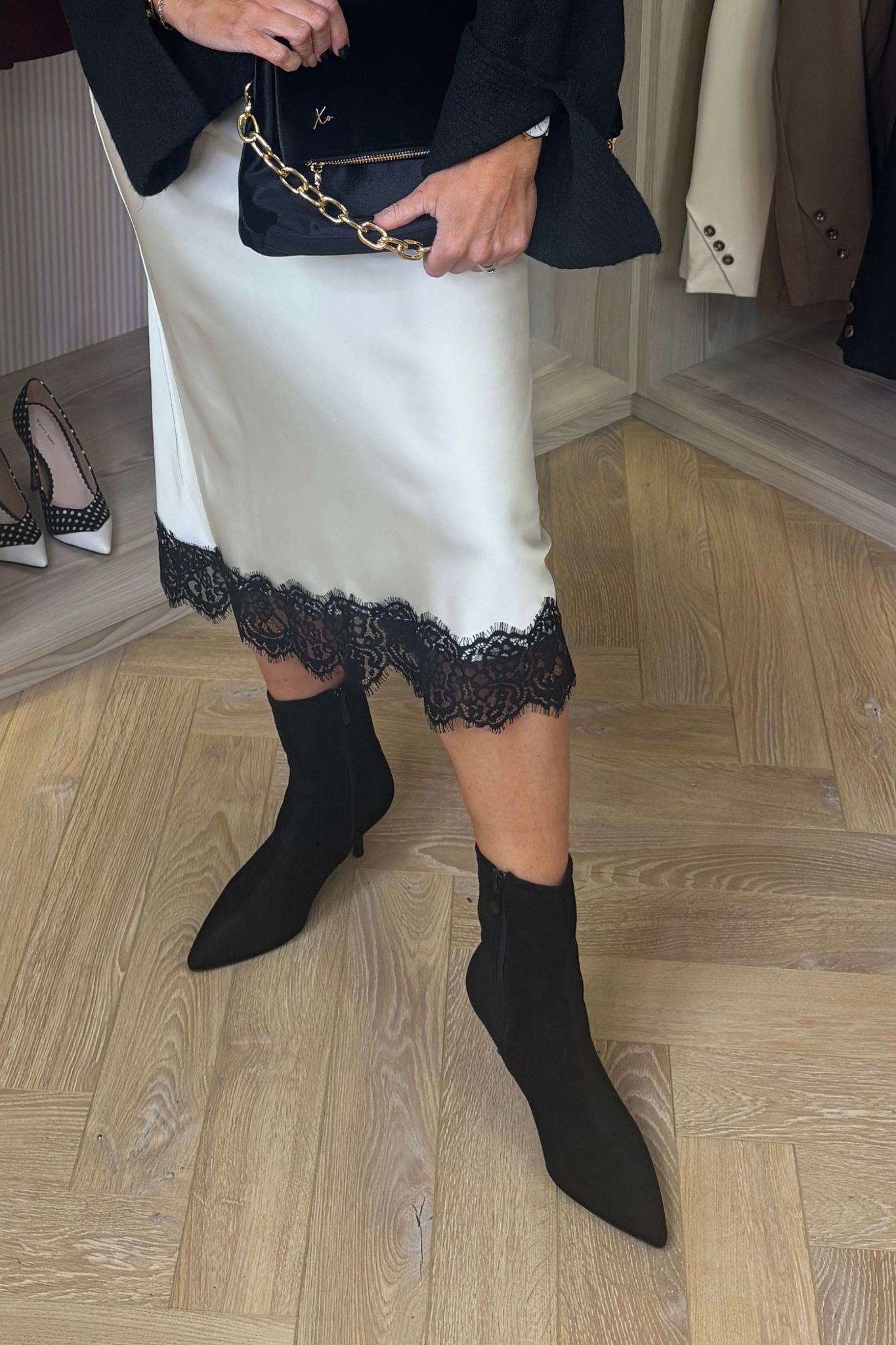 Cathy Faux Suede Ankle Boot In Black