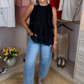 Iris Tiered Ruffle Top In Black