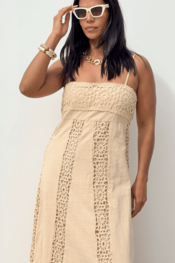 Love Laura Crochet Maxi Dress In Neutral