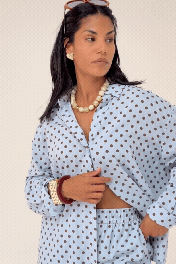 Love Laura Polka Dot Shirt In Blue
