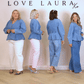 Love Laura Peplum Denim Top In Mid Wash