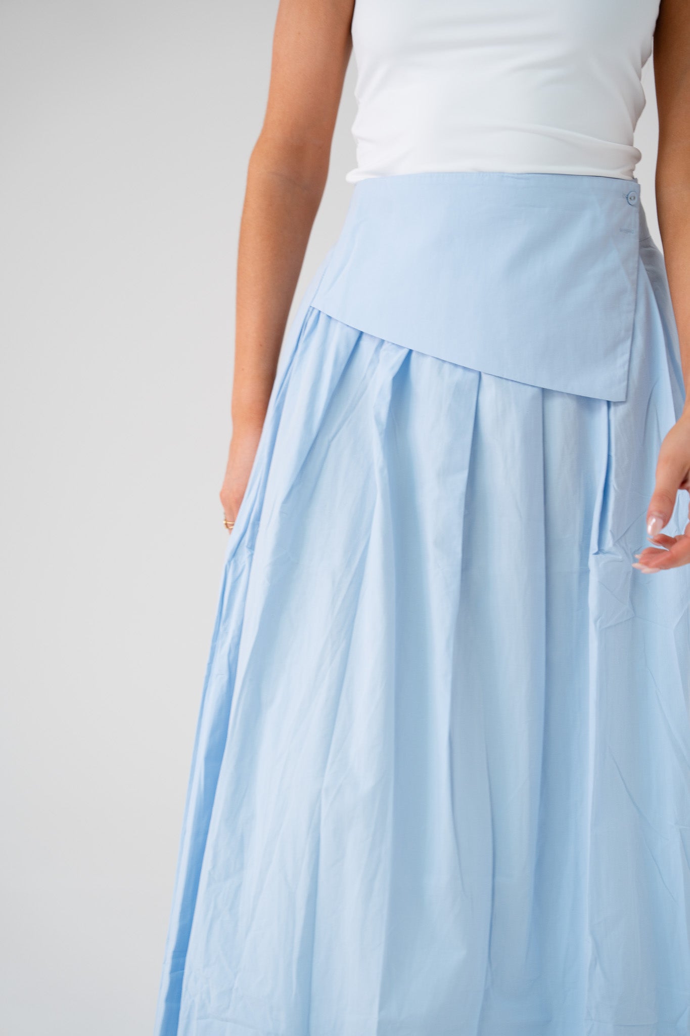 Willow Asymmetric Waist Maxi Skirt In Blue
