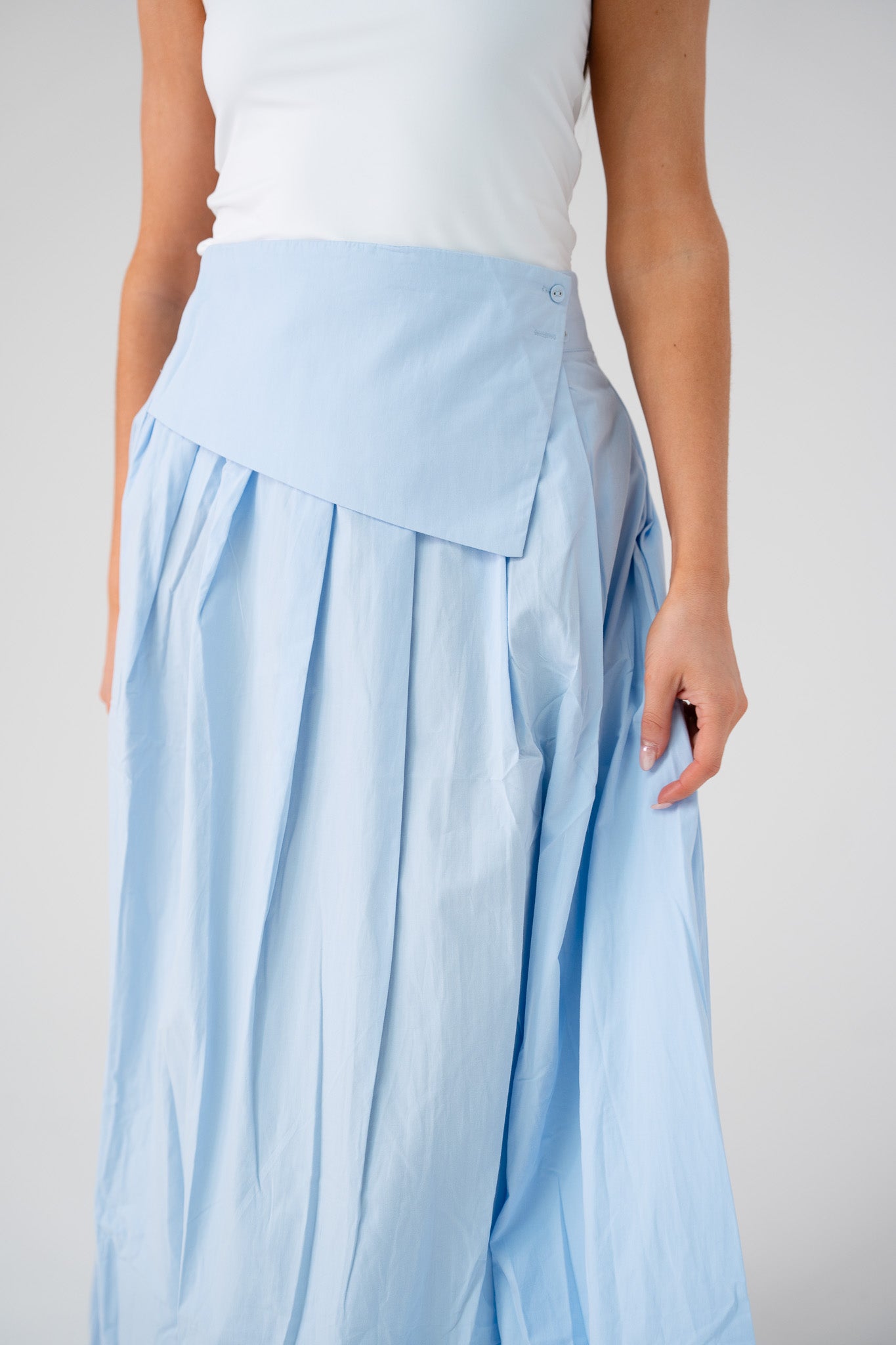 Willow Asymmetric Waist Maxi Skirt In Blue