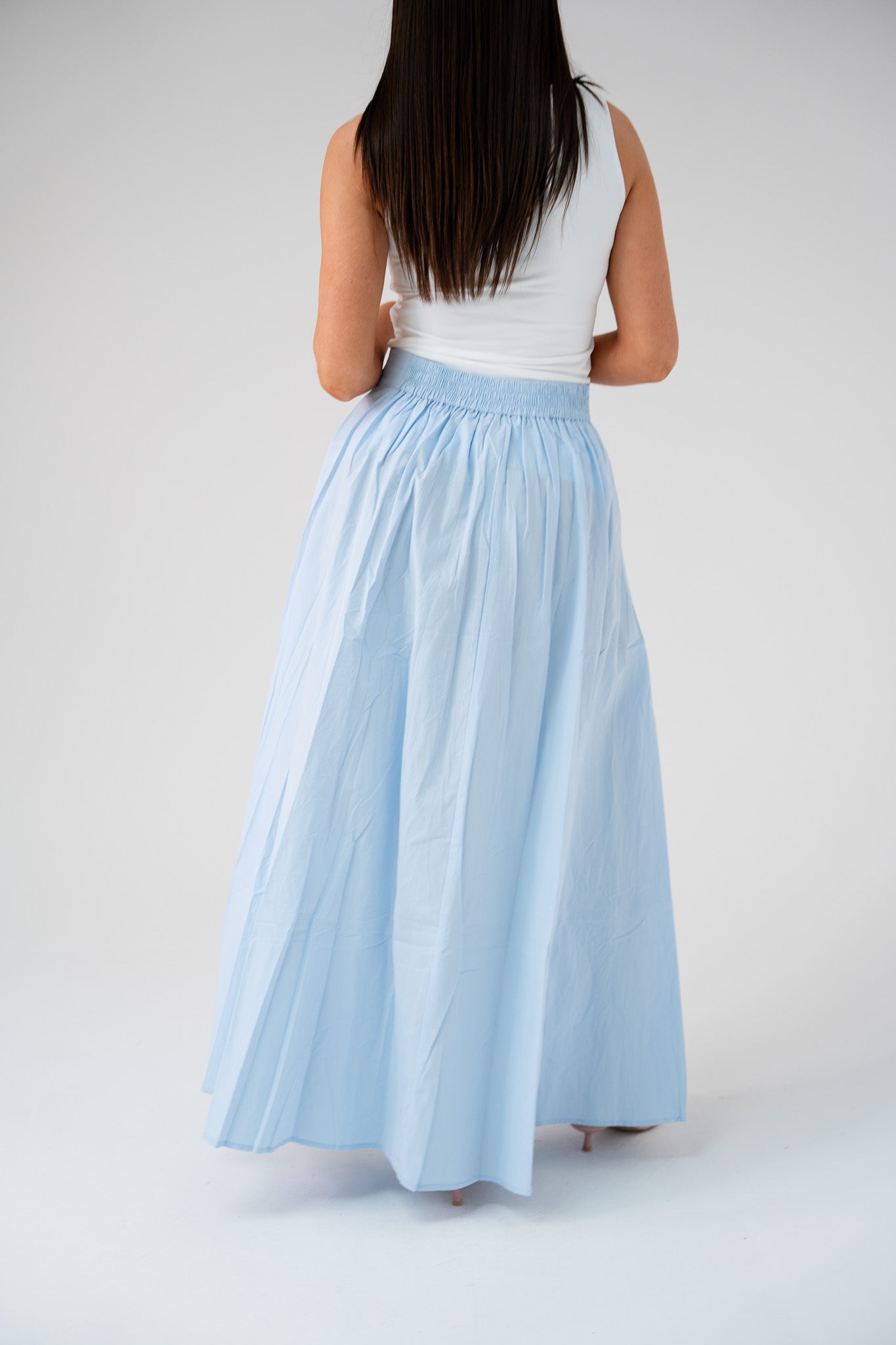 Willow Asymmetric Waist Maxi Skirt In Blue