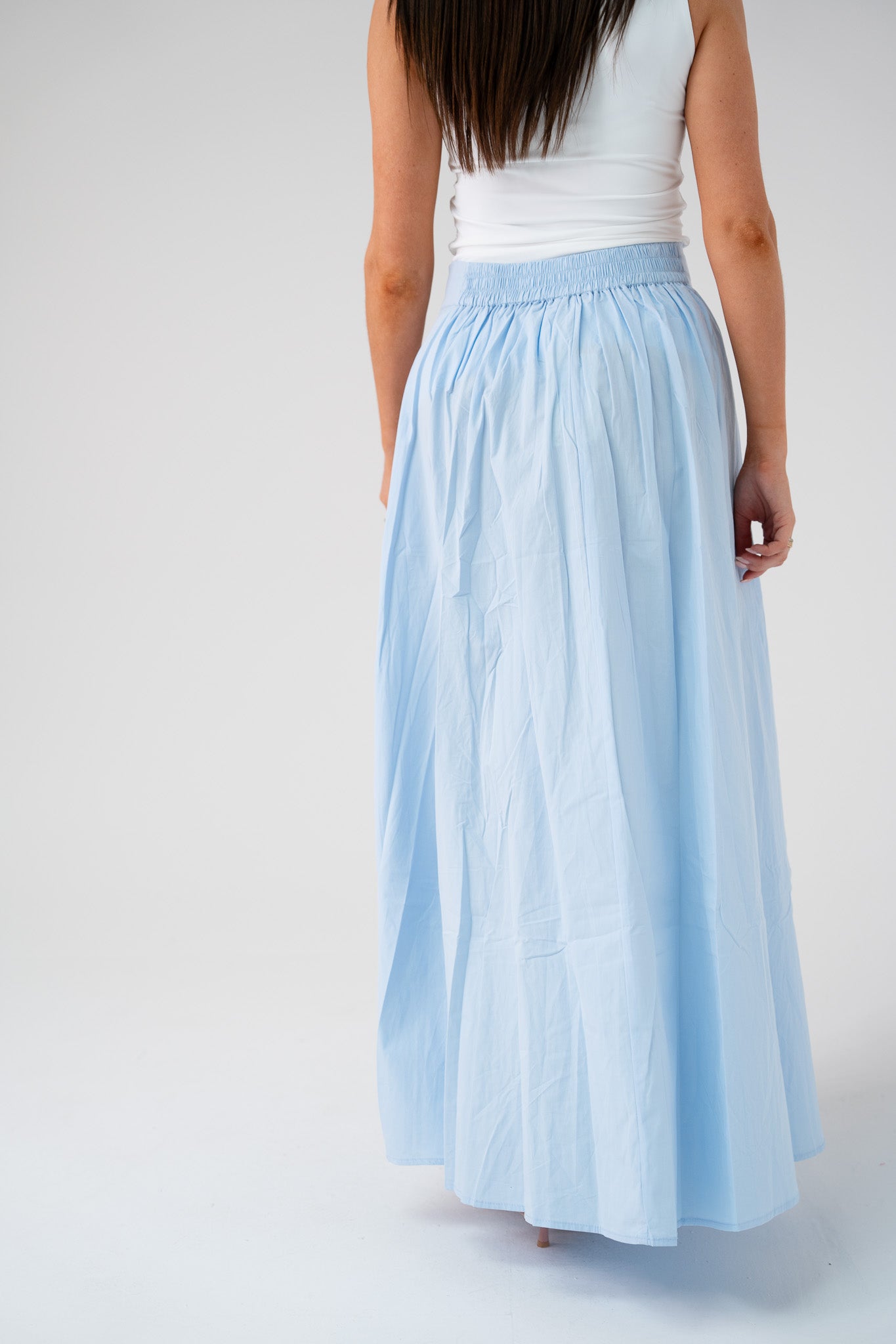 Willow Asymmetric Waist Maxi Skirt In Blue