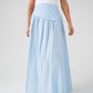 Willow Asymmetric Waist Maxi Skirt In Blue
