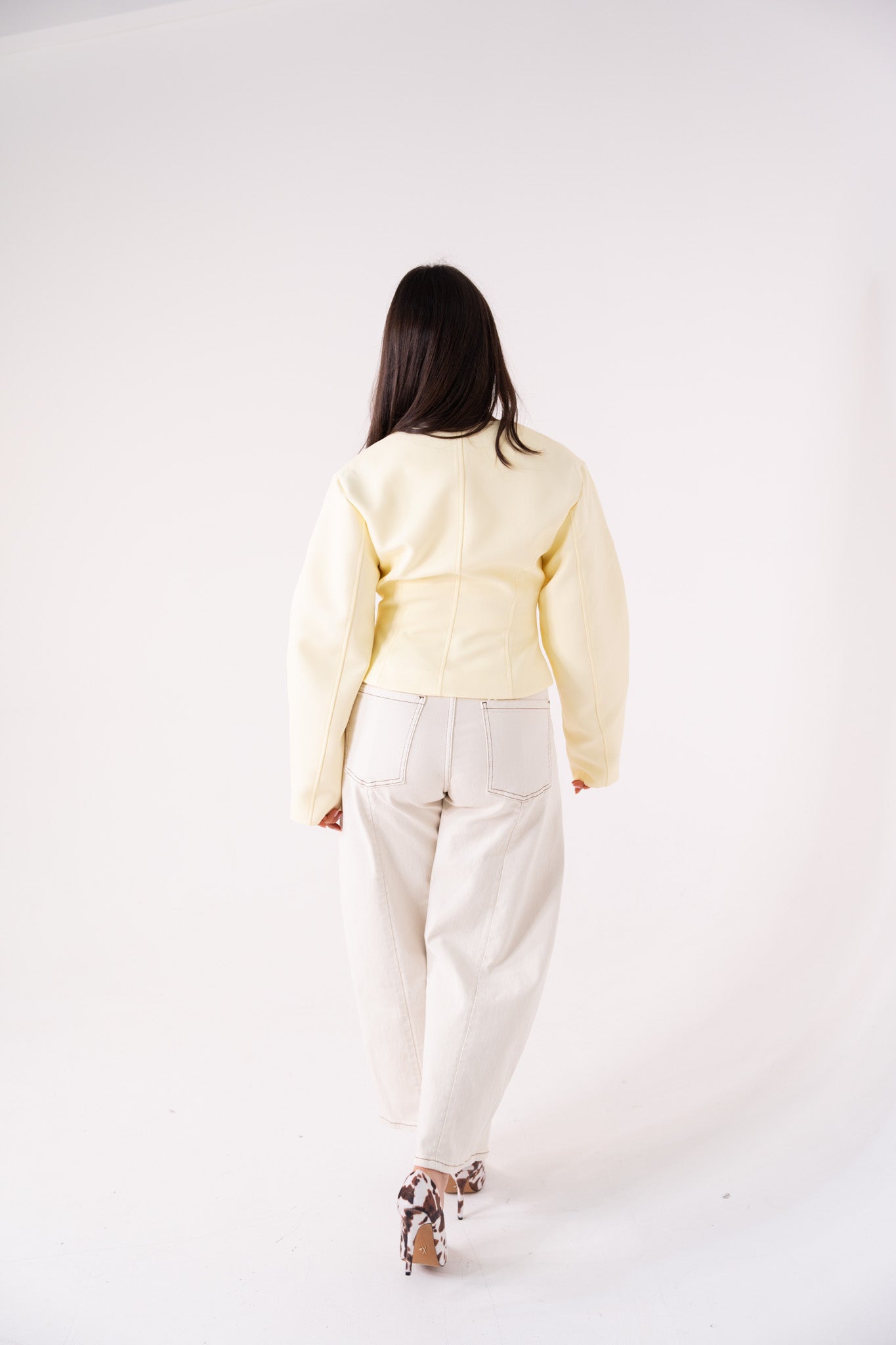 Willow Balloon Sleeve Blazer In Lemon