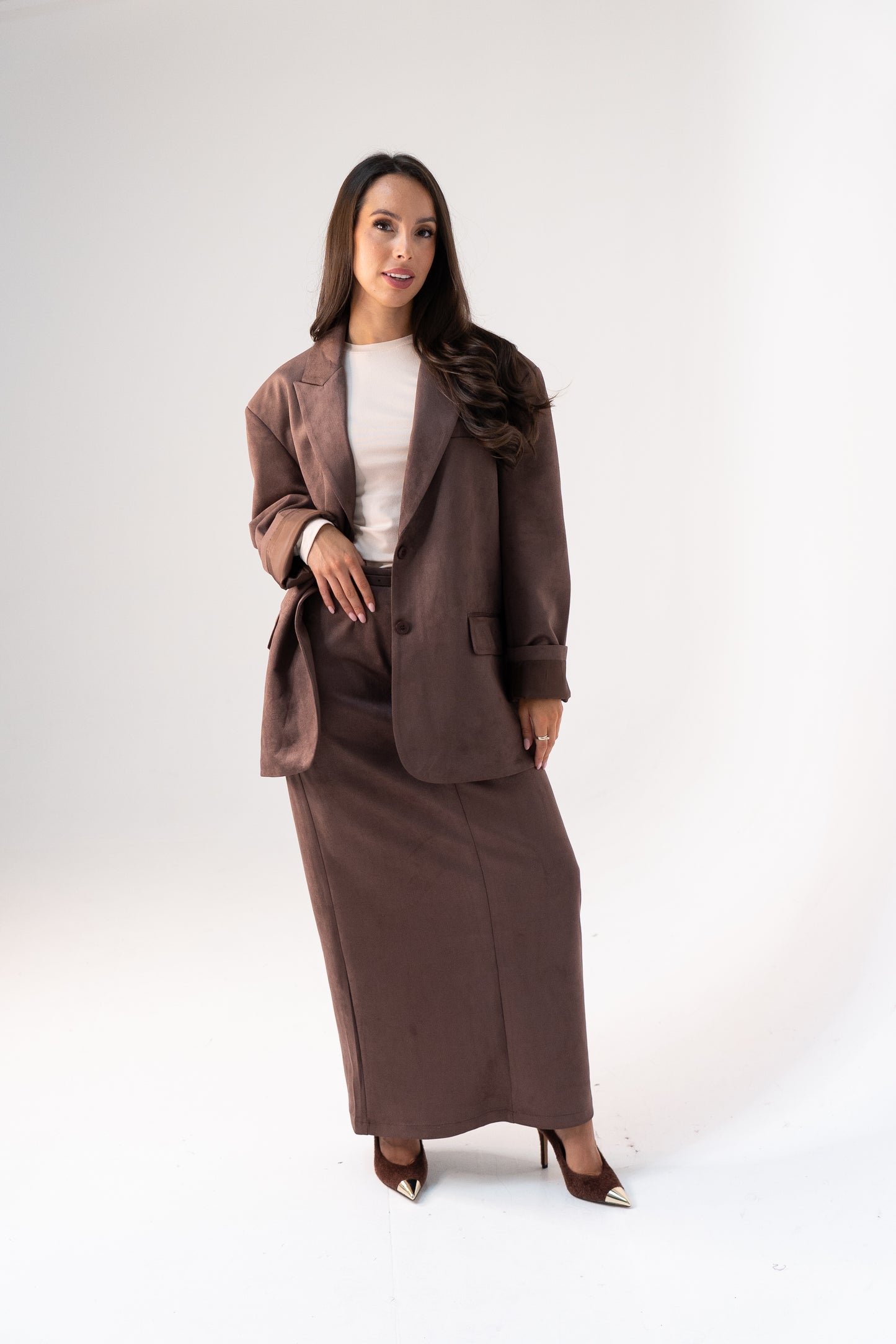 Willow Faux Suede Skirt In Mocha