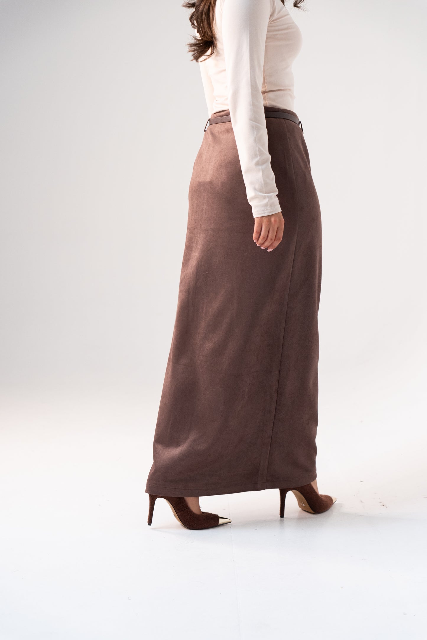 Willow Faux Suede Skirt In Mocha