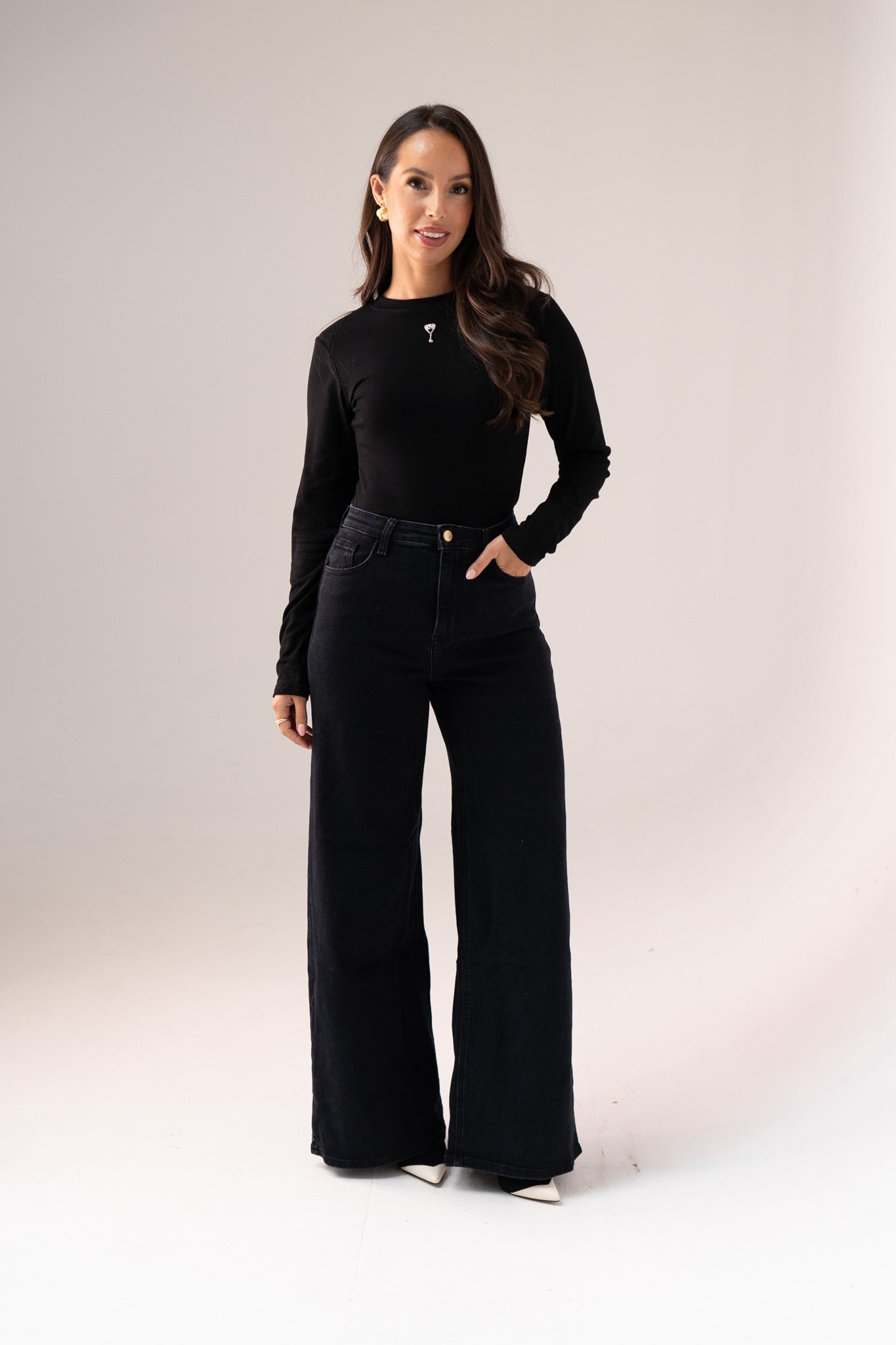 Willow Long Sleeve Top In Black