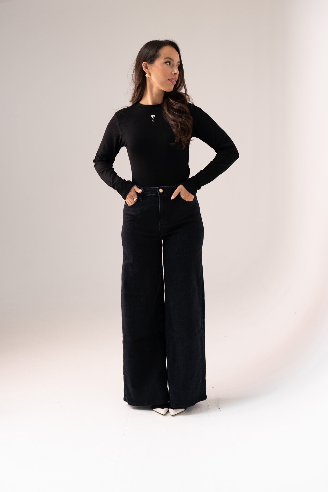 Willow Long Sleeve Top In Black