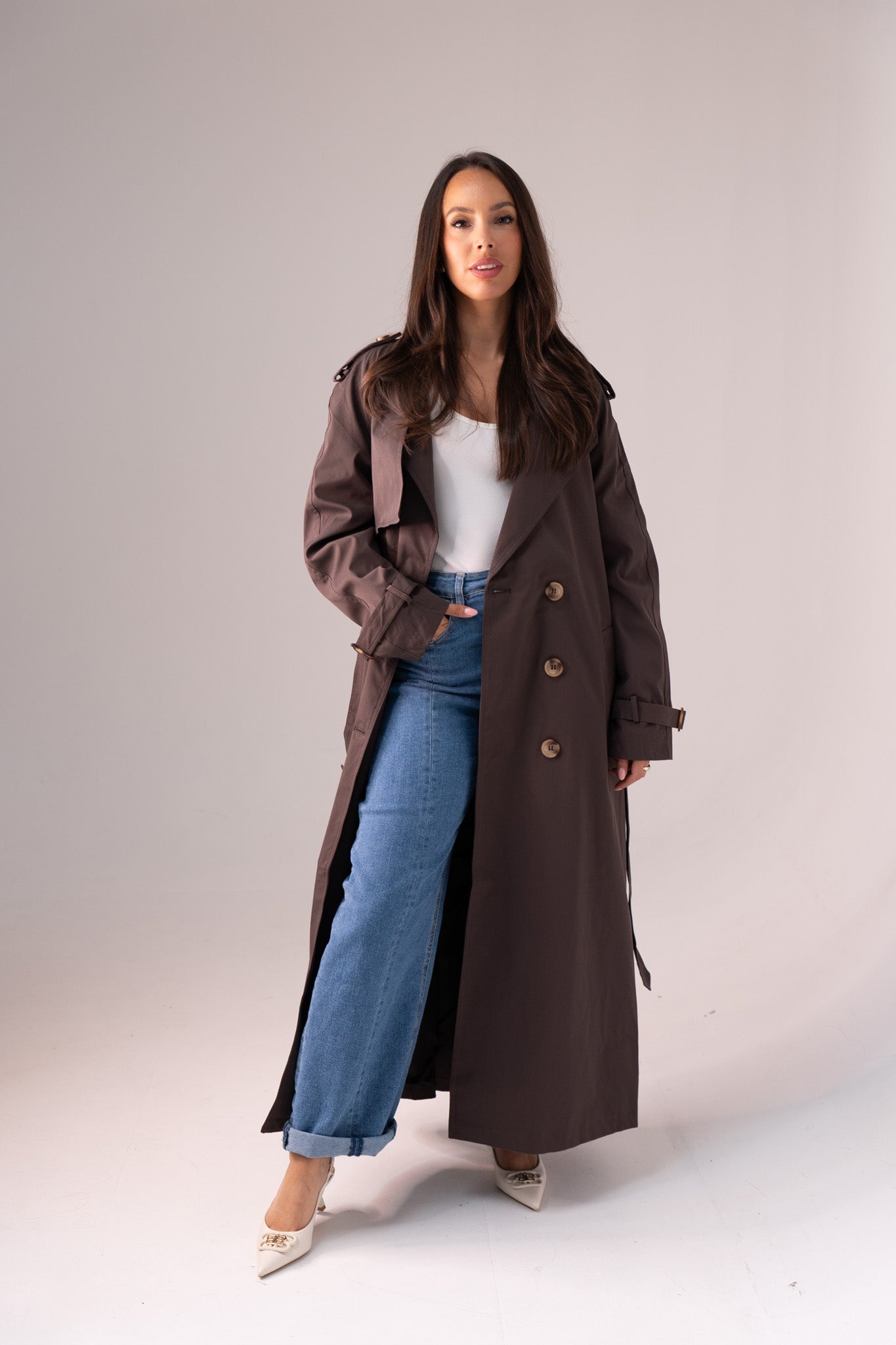 Willow Longline Trench Coat In Coffee