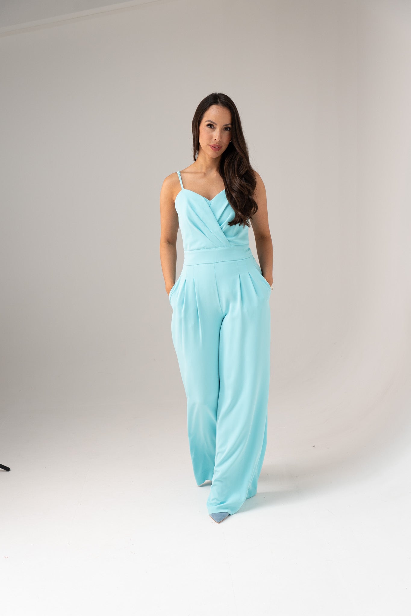Alana Pleat Front Jumpsuit In Blue