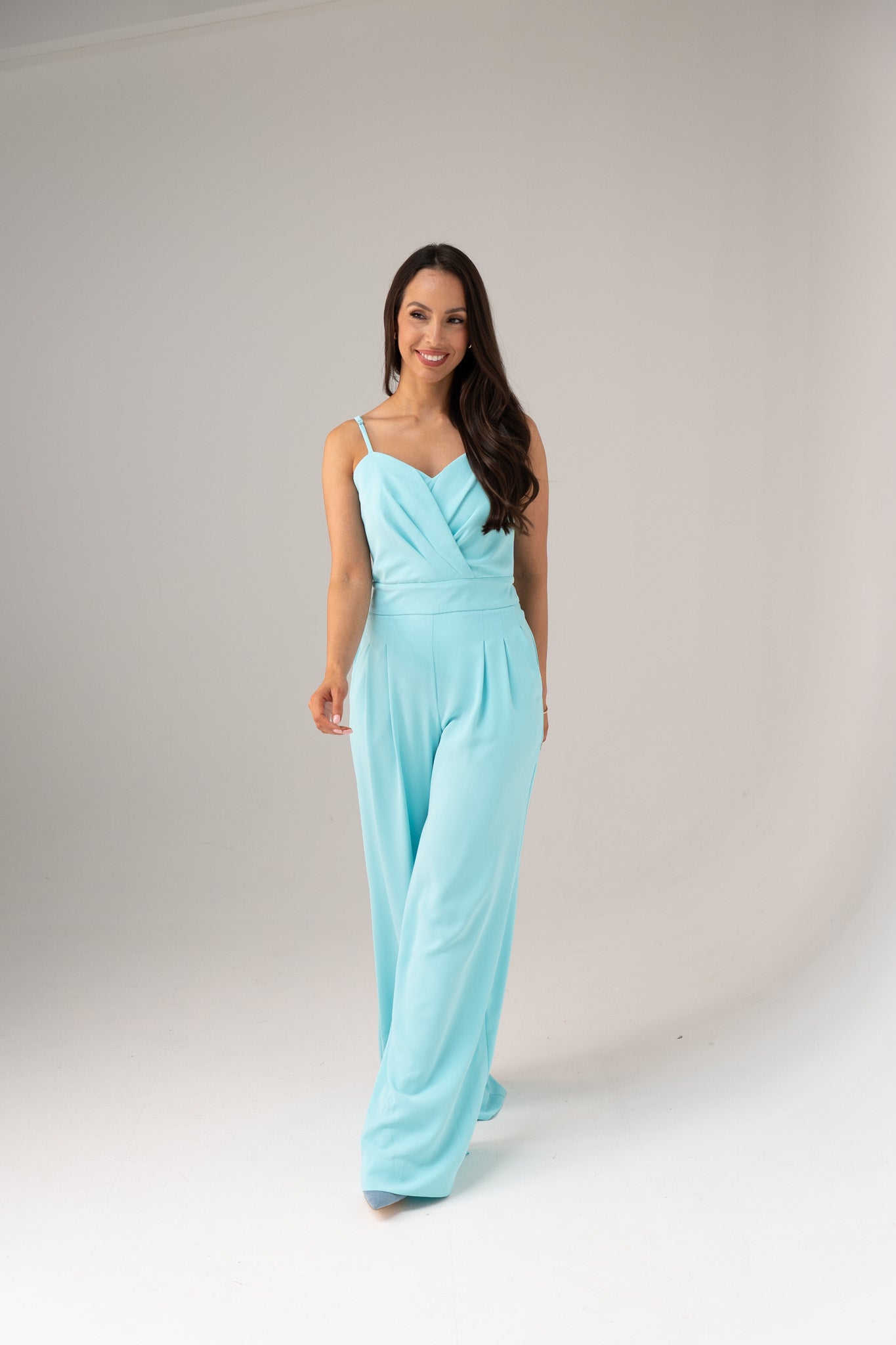 Alana Pleat Front Jumpsuit In Blue