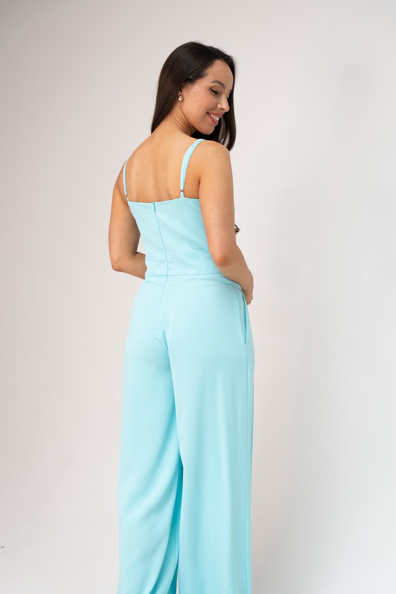 Alana Pleat Front Jumpsuit In Blue