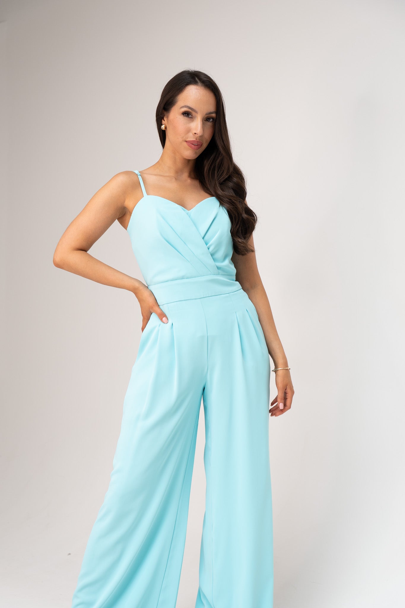 Alana Pleat Front Jumpsuit In Blue