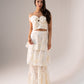 Alana Tiered Floral Skirt In Cream