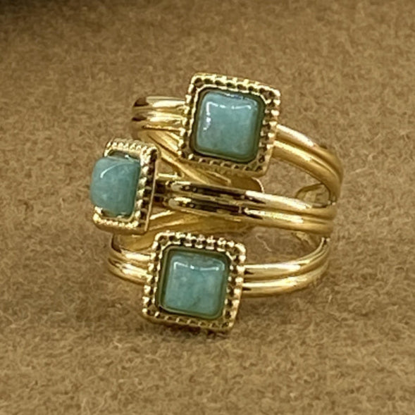 Ruby Trilogy Stone Ring In Turquoise