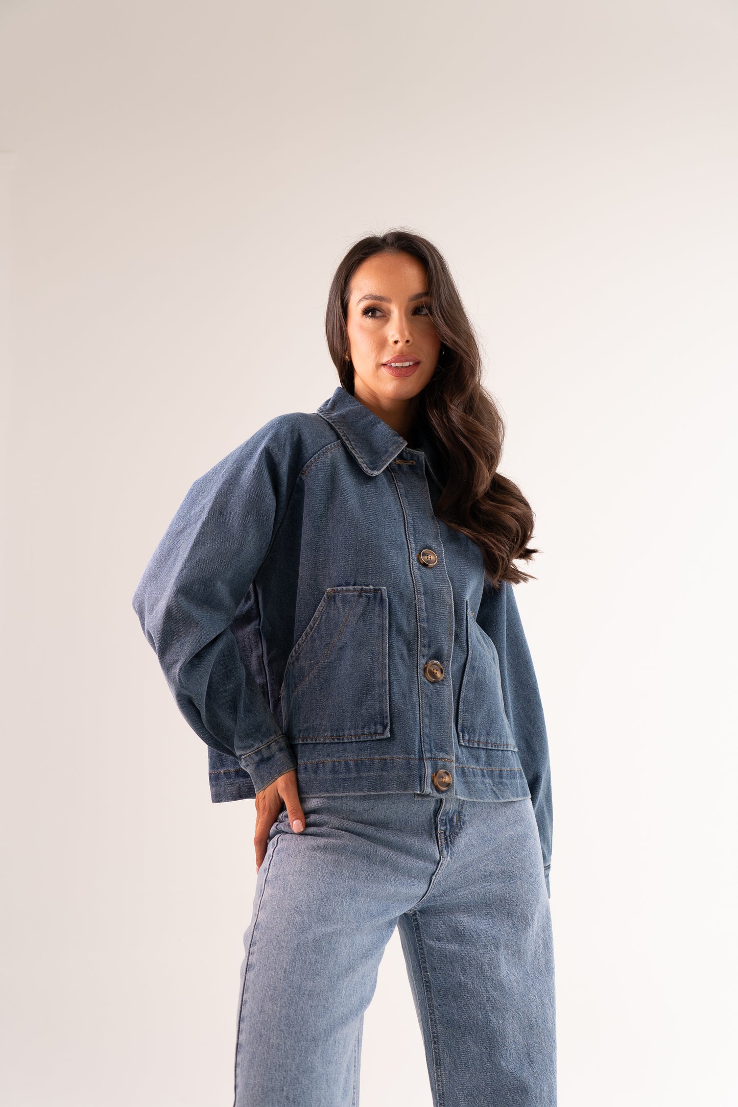 Cathy Denim Jacket In Mid Wash