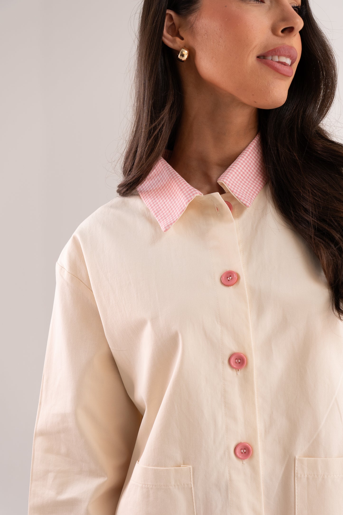 Connie Contrast Trim Jacket In Cream