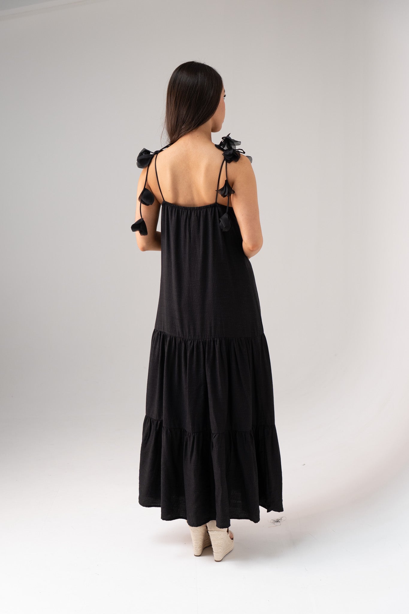 Connie Tiered Maxi Dress In Black