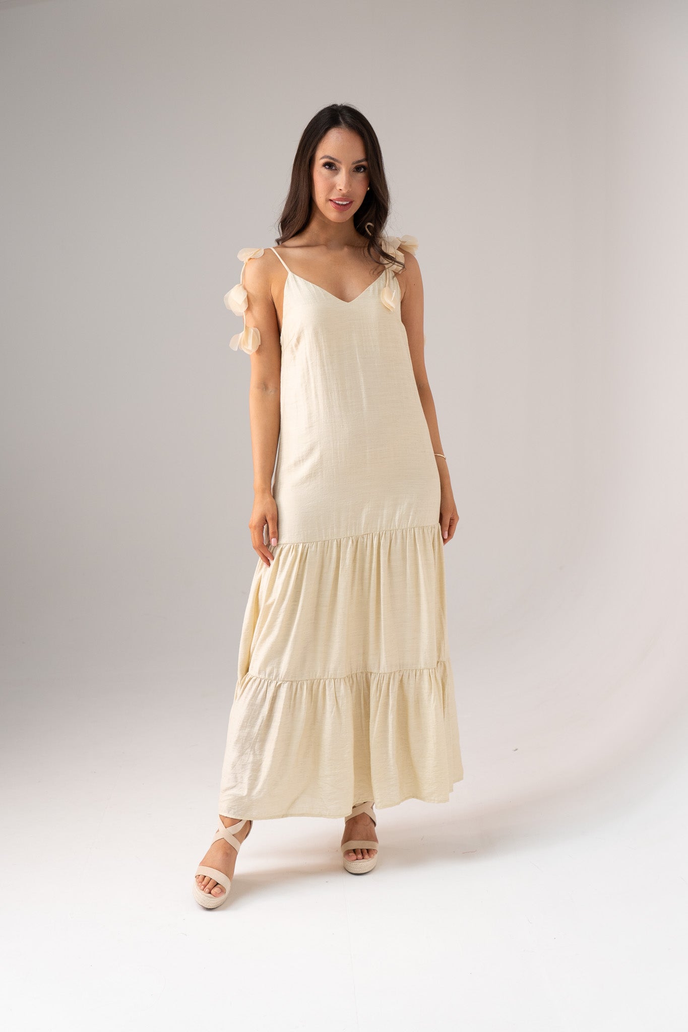 Connie Tiered Maxi Dress In Buttermilk