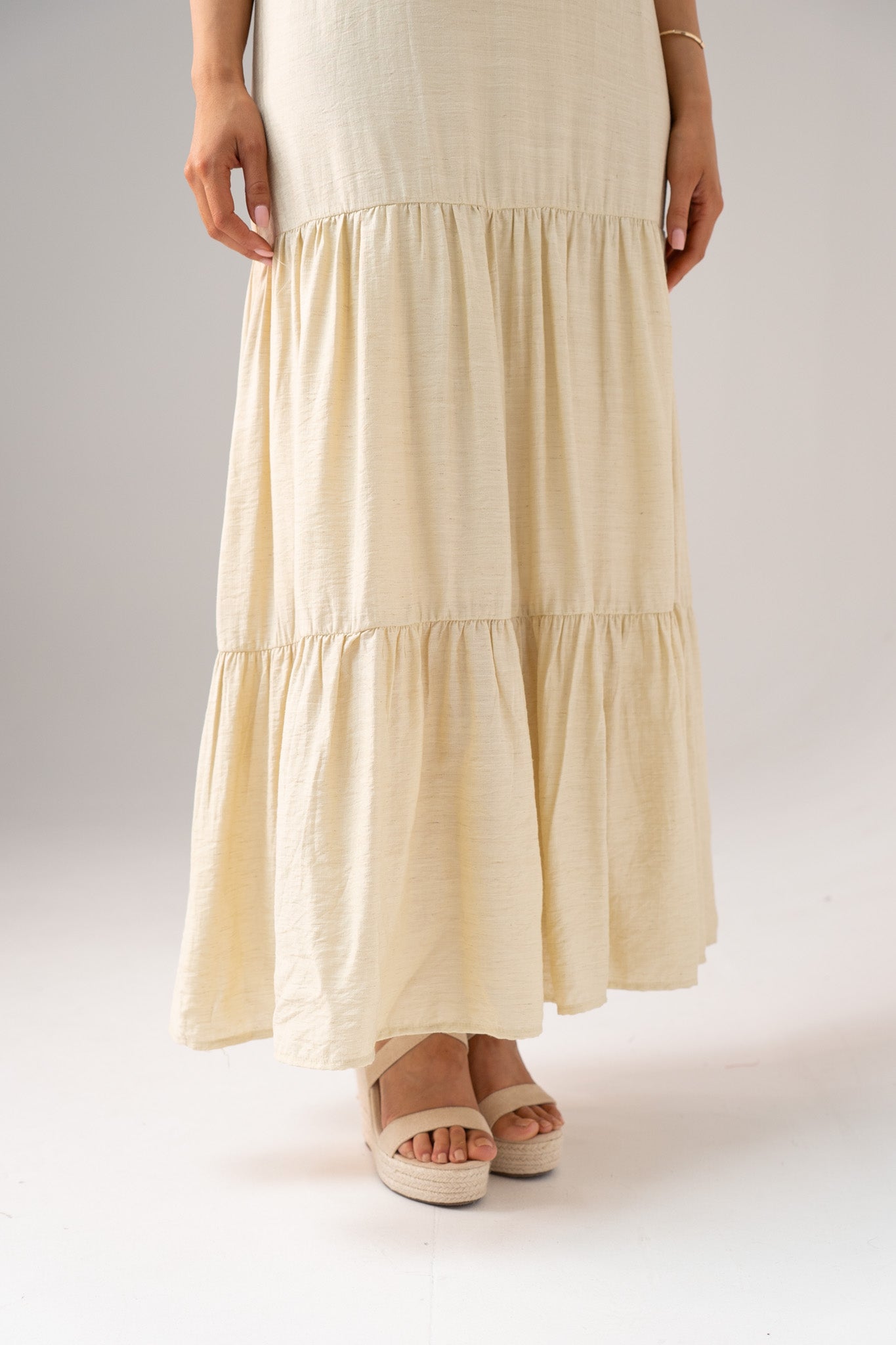 Connie Tiered Maxi Dress In Buttermilk
