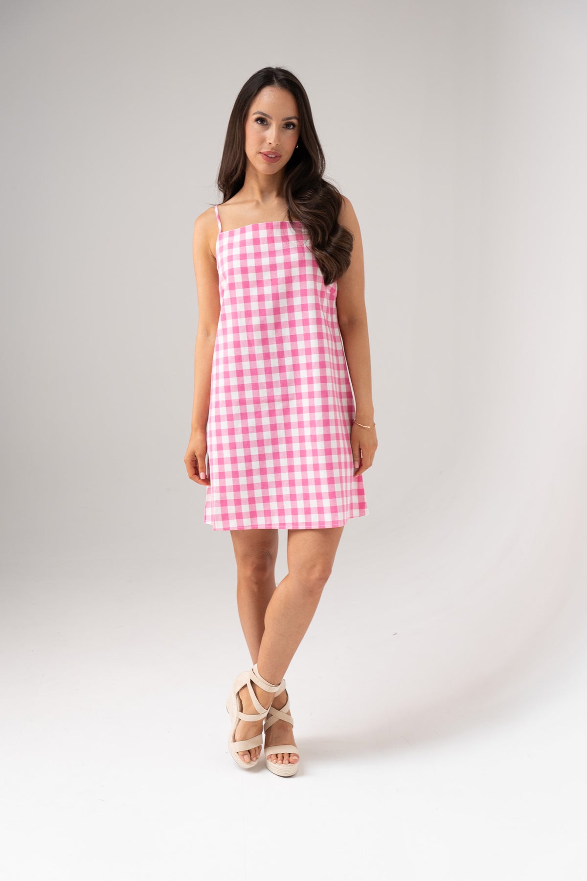 Daisy Gingham Dress In Pink