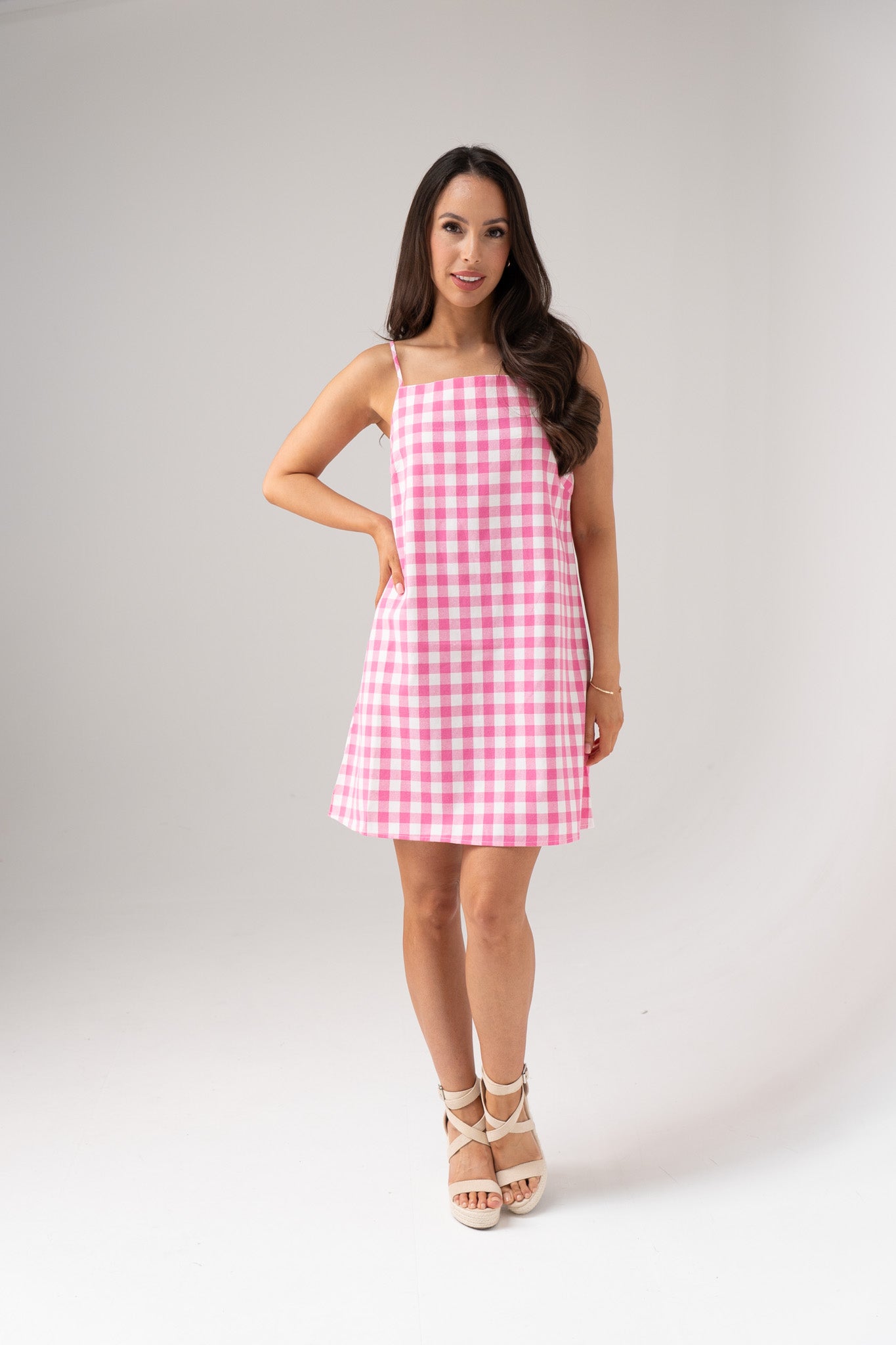 Daisy Gingham Dress In Pink