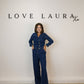 Love Laura Denim Jumpsuit In Dark Wash