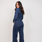 Love Laura Denim Jumpsuit In Dark Wash