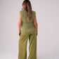 Love Laura Textured Fringed V-Neck Top In Olive