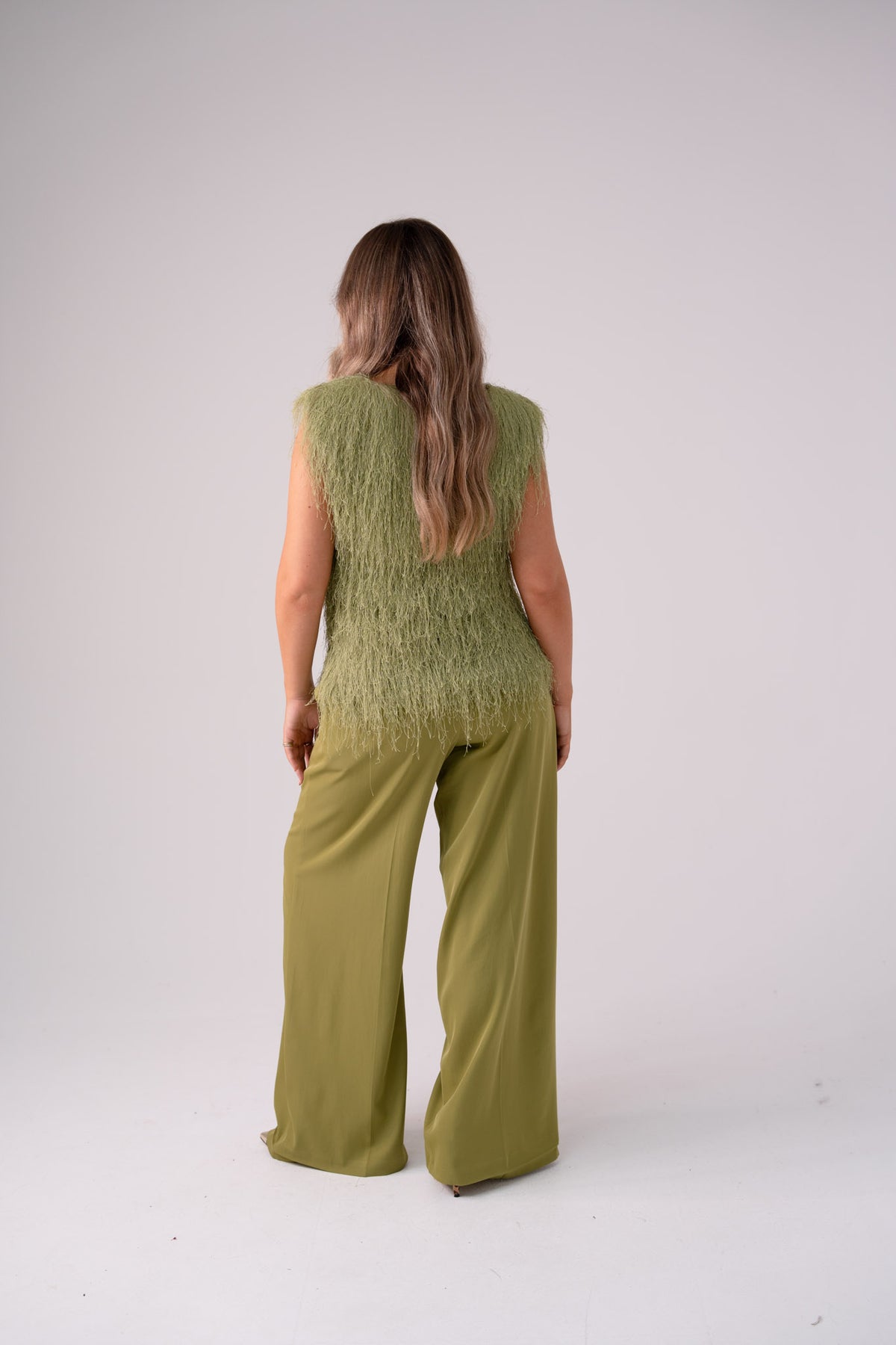 Love Laura High Waist Wide Leg Trousers In Olive