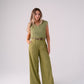 Love Laura Textured Fringed V-Neck Top In Olive